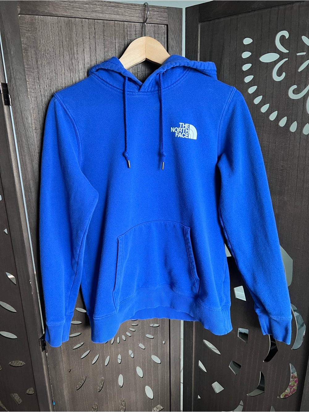 The North Face Women’s Cobalt Blue Fleece Pullover Hoodie Graphic logo pockets S